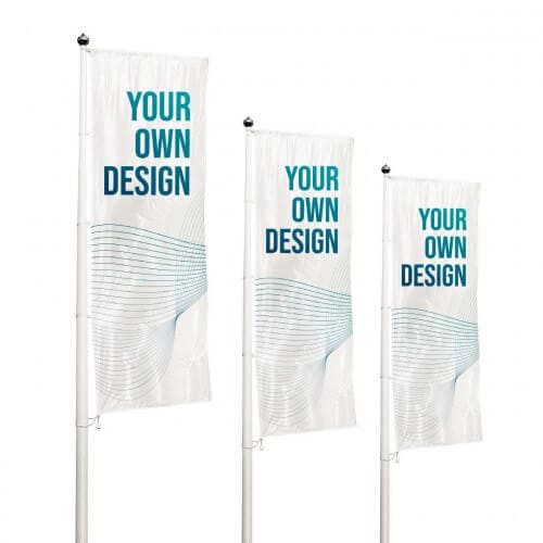 Drapeau avec rubans de fixation et fourreau