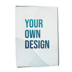 Pancarta barata vertical com costura ao redor perimetral
