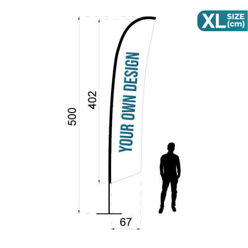 Infographie des mesures du Fly Banner Voile Pack taille XL