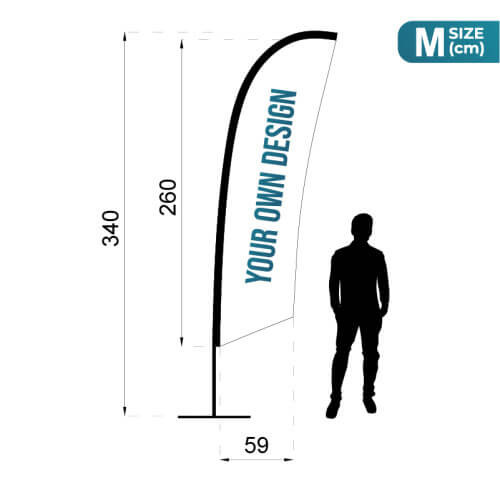 Infographie des mesures du Oriflamme Voile Surf Pack taille M