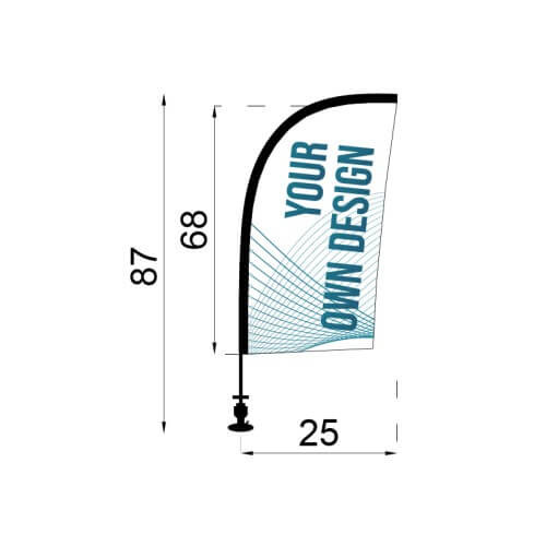 Infográfico com as medidas do Mini Fly Banner Surf para carros