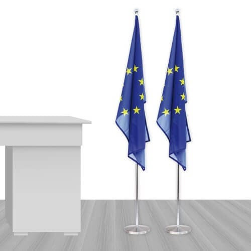 Deux drapeaux de l’Union européenne Kit Drapeau et Mât d'intérieur