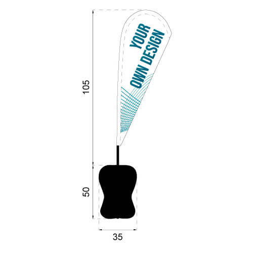 Infográfico com as medidas do pack mochila fly banner Gota