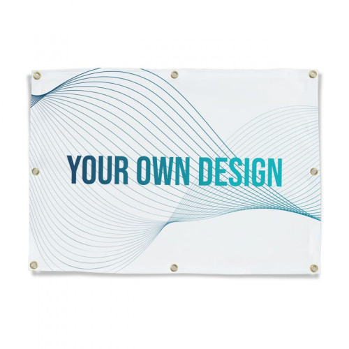Pancarta personalizada publicitaria con ollaos alrededor cada 100 cm
