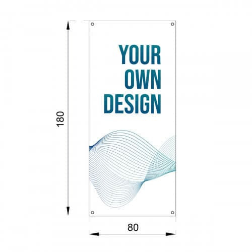 Infographie avec les dimensions de la bâche seule pour Totem publicitaire