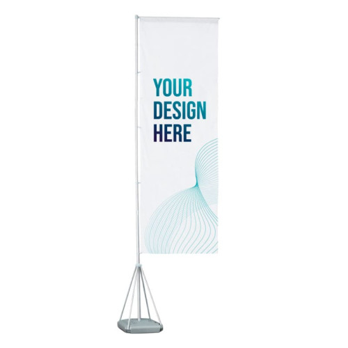 Pack composé d'une base, d'un mât télescopique et d'un drapeau sur mesure
