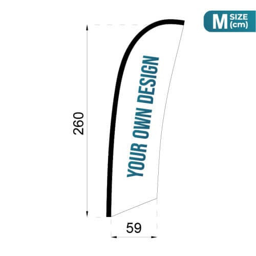 Infográfico com medidas bandeira solta Wind Banner Surf M