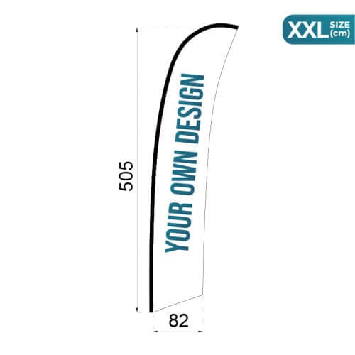 Infográfico com medidas bandeira solta Wind Banner Surf XXL