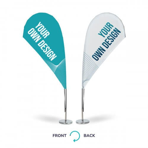 Mini Fly Banner con peana Modelo Gota Doble Cara