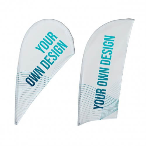Duas bandeiras individuais mini fly banner Gota e Surf